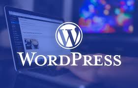 wordpress logo with a background of a person using computer